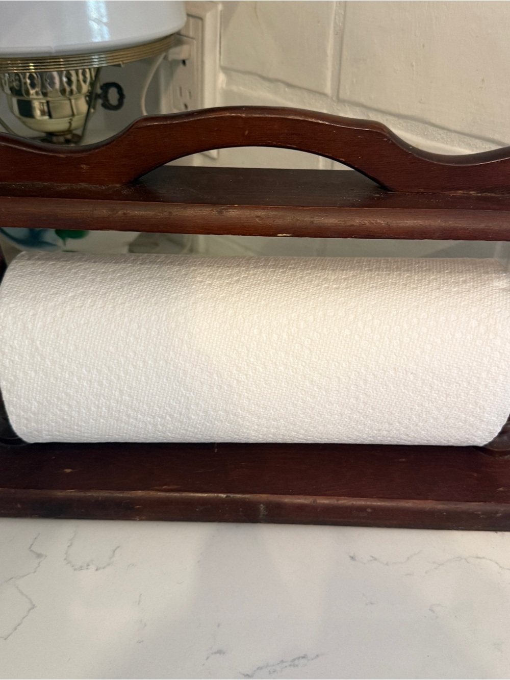 Vintage Wooden Paper Towel Holder Countertop Farmhouse Kitchen Decor Rustic Wood